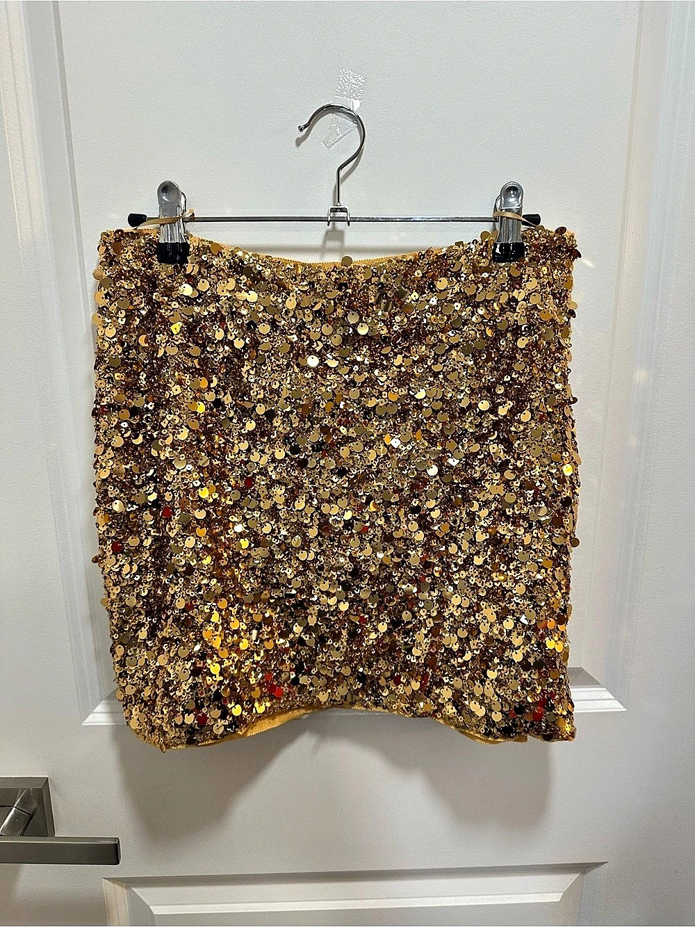 ZARA Woman Collection Gold Sequin Mini Skirt Size S